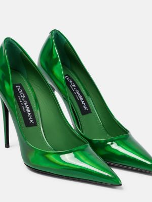 Кожени полуотворени обувки Dolce&gabbana зелено