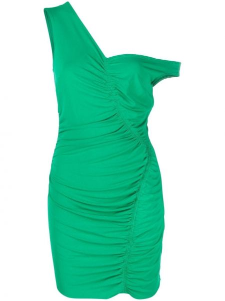 Asimetrična mini haljina s draperijom Self-portrait zelena