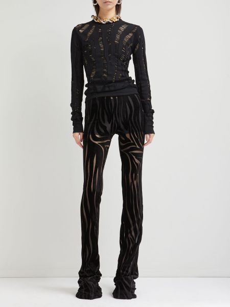 Pantaloni cu imagine din jerseu din jacard Versace negru
