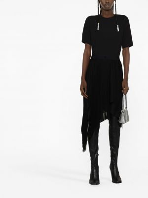 Sukienka midi asymetryczna plisowana Givenchy czarna