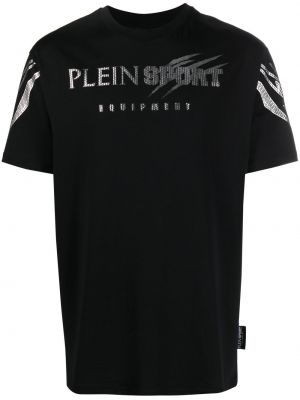 Sportiniai marškinėliai su spygliais Plein Sport juoda