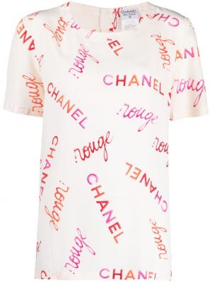 Jedwabna koszulka z nadrukiem Chanel Pre-owned