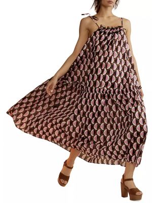 Хлопковое длинное платье с геометрическим узором Cynthia Rowley