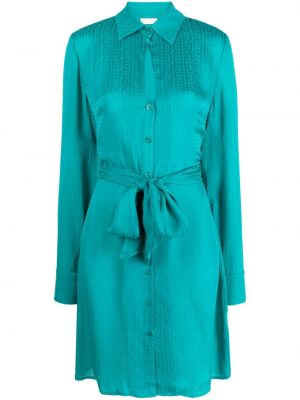Žakárové saténové košeľové šaty Liu Jo zelená