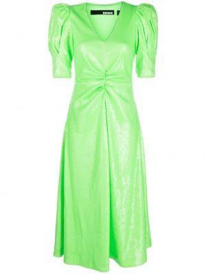 Μίντι φόρεμα με λαιμόκοψη v Rotate πράσινο