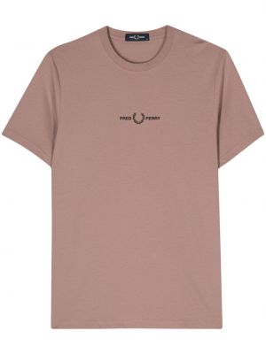 Памучна тениска бродирана Fred Perry розово