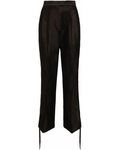 Шелковые прямые брюки Rosie Assoulin, черные