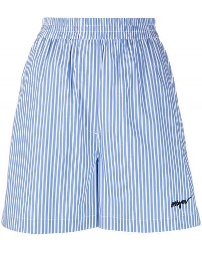 Pantalones cortos a rayas con estampado Msgm azul