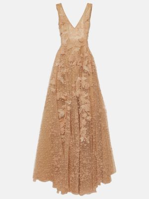 Maksi suknelė iš tiulio Costarellos smėlinė