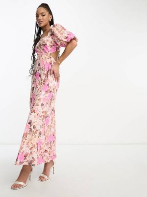 Розовое платье макси с леопардовым принтом и длинными рукавами Forever New