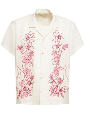 Ленена риза бродирана Harago бяло