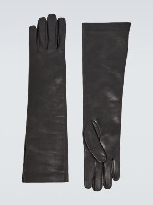 Кожени ръкавици Saint Laurent черно