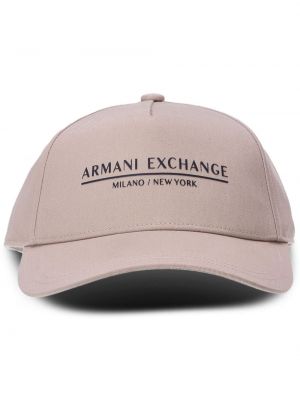 Raštuotas medvilninis kepurė su snapeliu Armani Exchange smėlinė