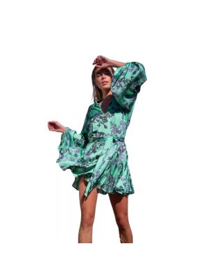 Sukienka mini z wiskozy wieczorowa na czas wolny Ravn - zielony