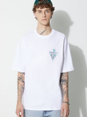 Памучна тениска с дълъг ръкав с принт Guess Originals бяло
