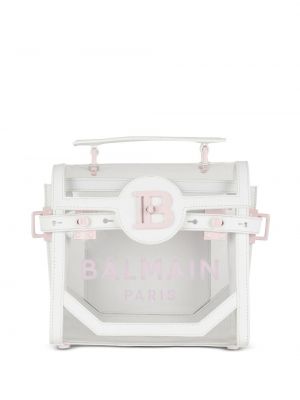 Transparente schultertasche mit print Balmain weiß