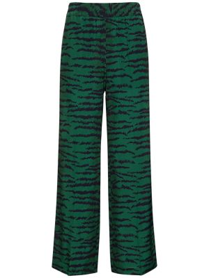 Hedvábné kalhoty Victoria Beckham zelené