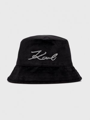 Welurowy kapelusz Karl Lagerfeld czarny