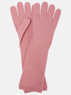 Rękawiczki z kaszmiru Max Mara różowe