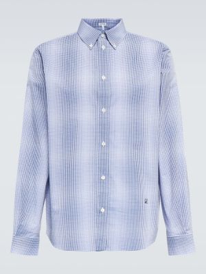 Kostkovaná bavlněná košile Loewe modrá