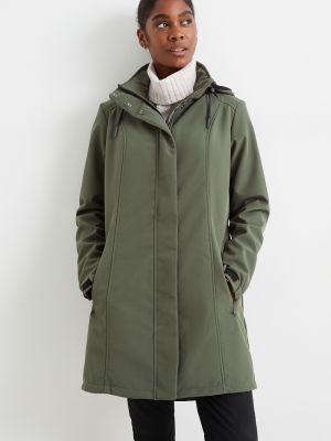 Płaszcz z kapturem softshell C&a zielony