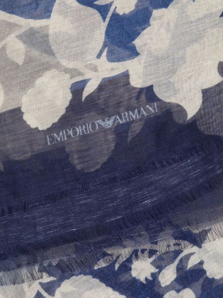 Raštuotas gėlėtas šalikas Emporio Armani mėlyna