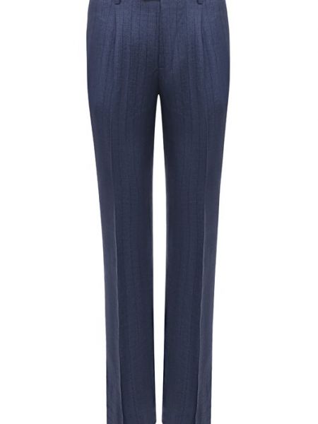 Льняные брюки Brunello Cucinelli синие