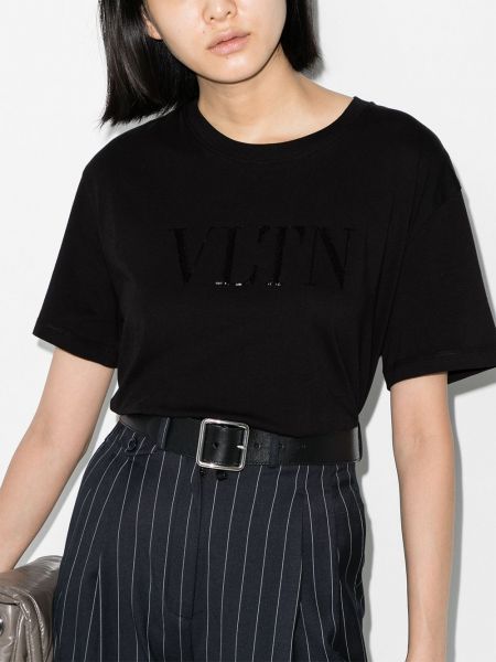 Camiseta con lentejuelas Valentino negro