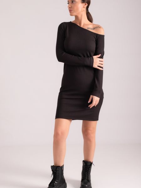 Asymetrické priliehavé mini šaty Armonika čierna