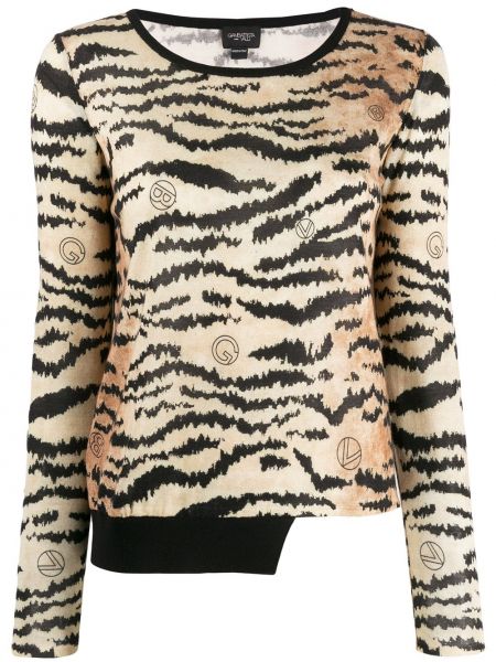 Jersey con estampado de tela jersey con rayas de tigre Giambattista Valli marrón