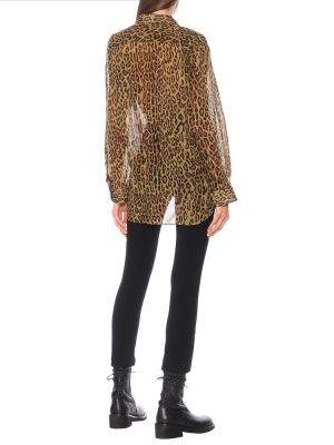 Košeľa s potlačou s leopardím vzorom Junya Watanabe béžová