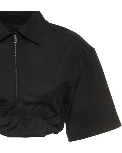 Bavlněná lněná košile Jacquemus černá