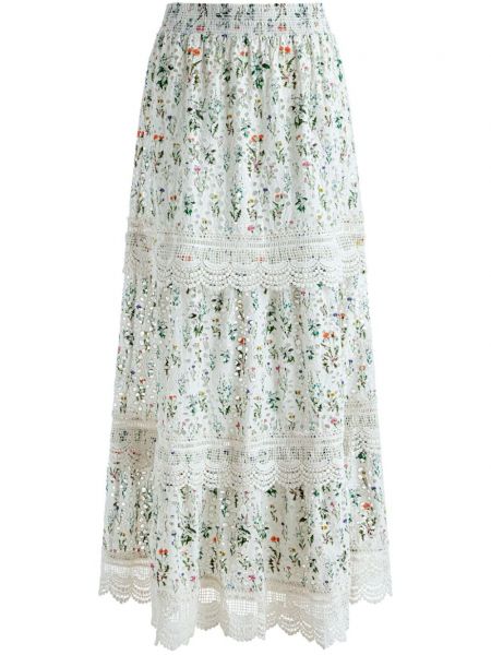 Suknja s cvjetnim printom s printom Alice + Olivia bijela
