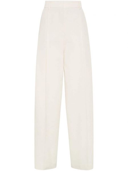 Pantaloni cu pliu presat Brunello Cucinelli alb