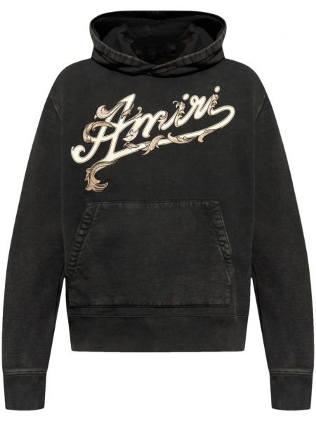 Pamučna hoodie s kapuljačom s printom Amiri crna