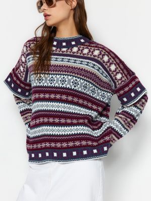 Oversize džemperis Trendyol bordo