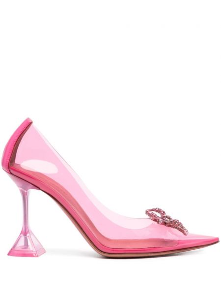 Pantofi cu toc transparente Amina Muaddi roz
