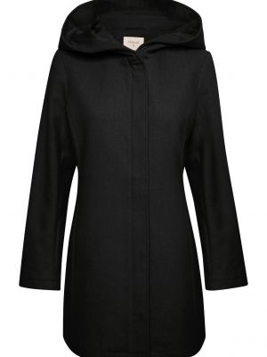 Vlnený priliehavý zimný kabát Cream čierna