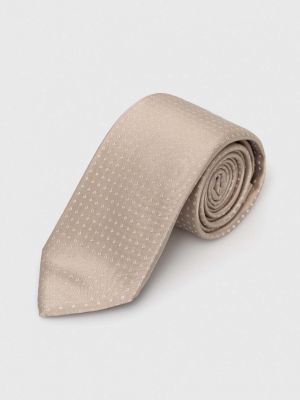Бежевый шелковый галстук Boss