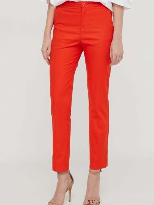 Spodnie dopasowane z wysoką talią United Colors Of Benetton pomarańczowe