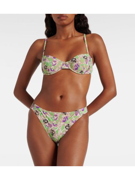 Bikini cu model floral Tory Burch verde