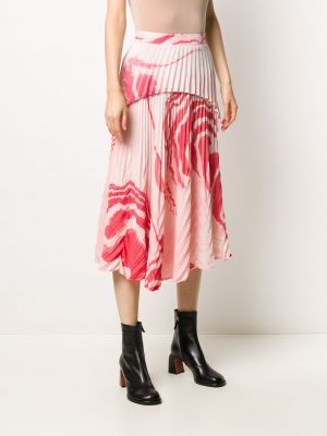 Plisované sukně s potiskem s abstraktním vzorem Thebe Magugu růžové