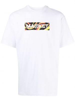 Pamut póló nyomtatás Market fehér