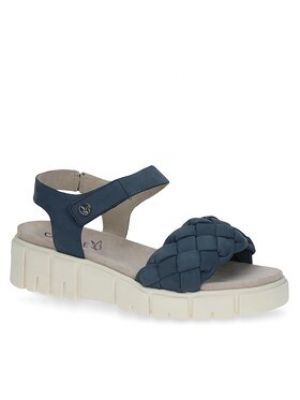 Kožené sandály na platformě Caprice modré