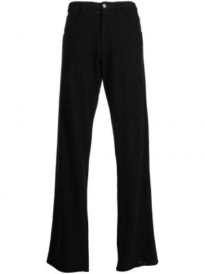 Pantaloni zdrențuiți cu croială lejeră Mm6 Maison Margiela negru