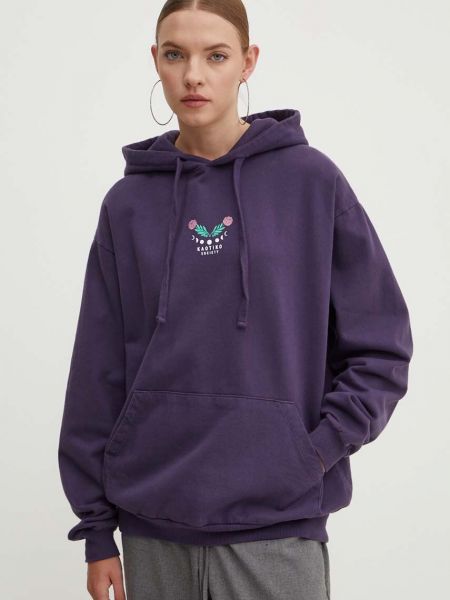 Бавовняний светр з капюшоном з принтом Kaotiko фіолетовий