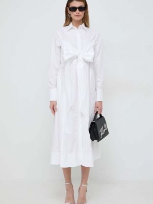 Pamučna midi haljina Karl Lagerfeld bijela