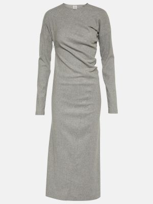 Flanelové vlněné midi šaty Totême šedé