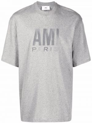 T-shirt ricamato Ami Paris grigio