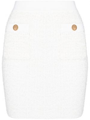 Žakárové mini sukně s knoflíky Elisabetta Franchi bílé